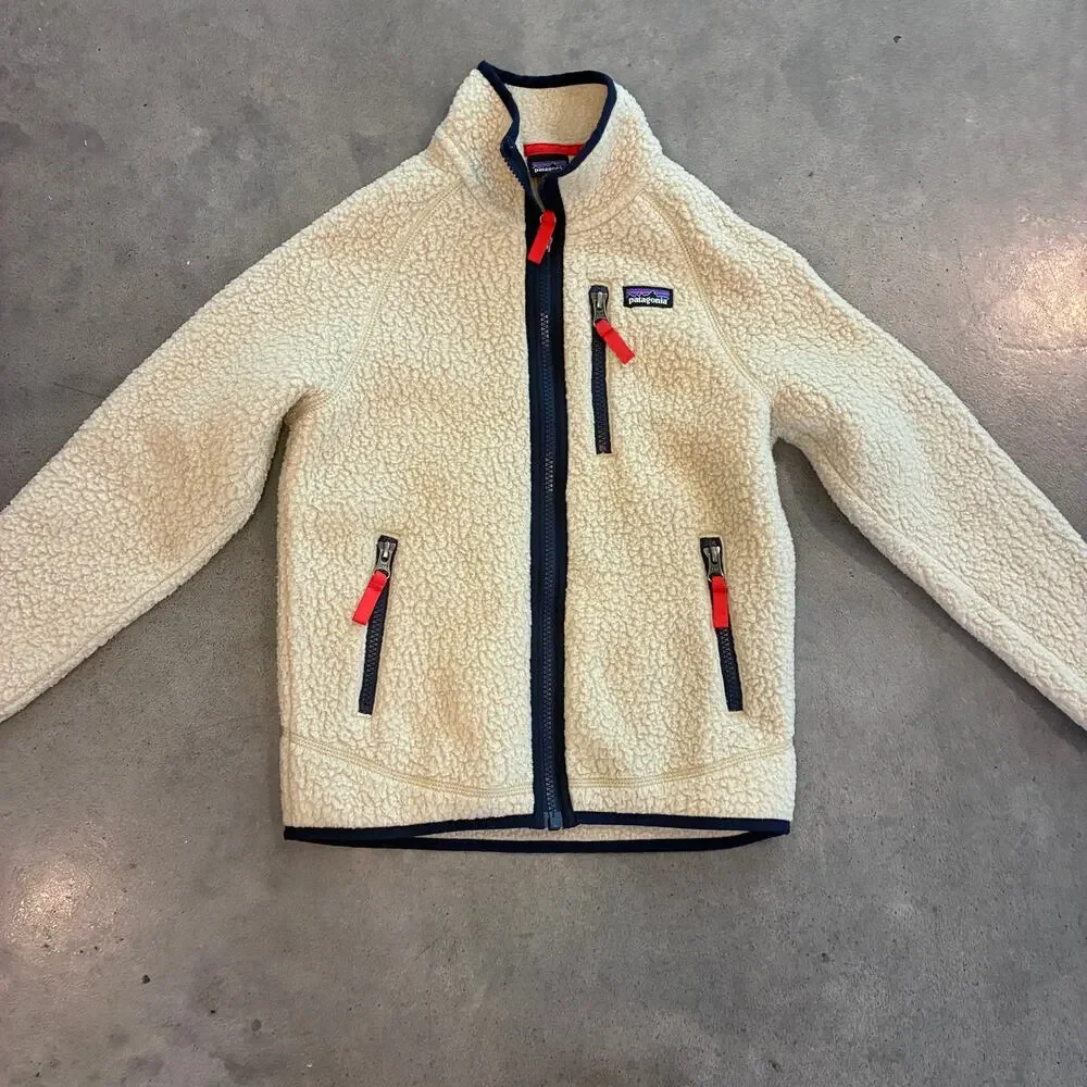 Patagonia Reto Pile Sherpa full zip Jacket Boys small 7-8 outerwear sweater